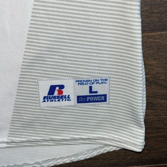 Russell PERFECT GAME men’s white Dri-Power Baseball 3/4 sleeve practice shirt - Picture 3 of 5